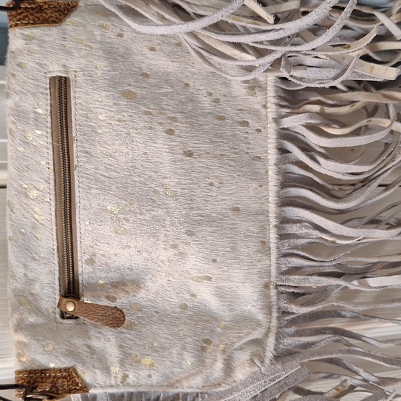 Myra Leather and Hair On Gold Foil Crossbody Bag - Picture 4 of 7